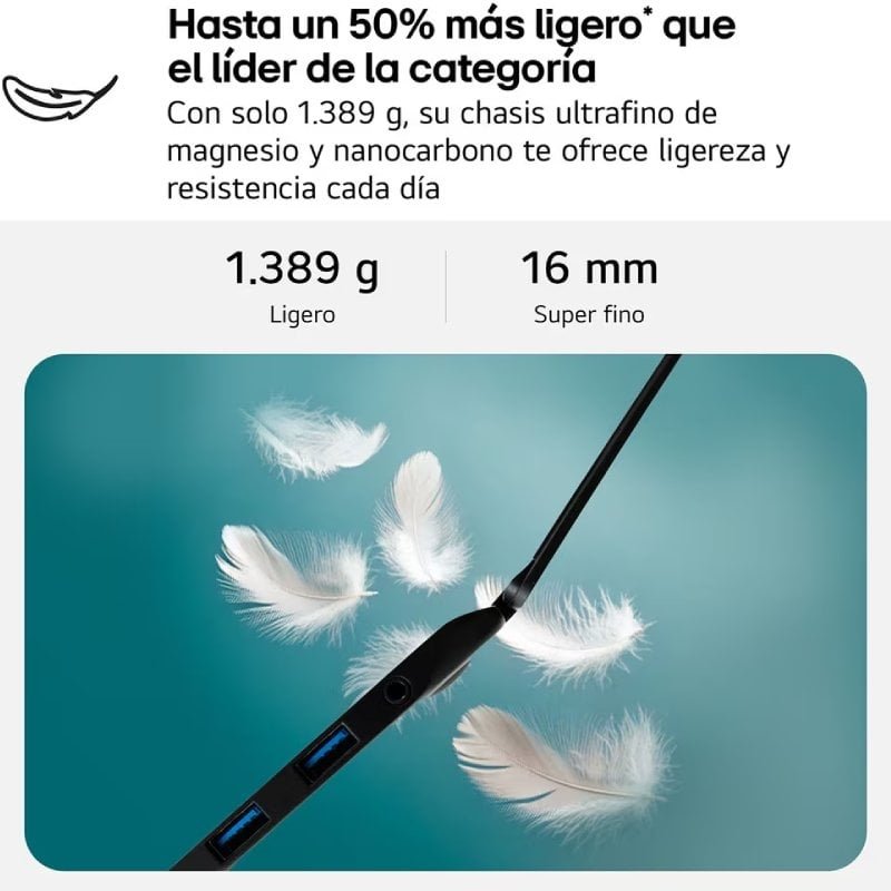 Portátil LG Gram 17ZD90TL-G.AX85BN Intel Core Ultra 7-258V| 32GB| 512GB SSD| 17'| Sem sistema operacional