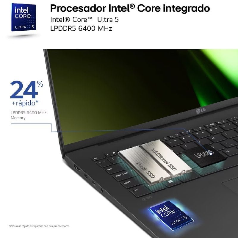 Portátil LG Gram 14ZB90S-G AA55BN Intel Core Ultra 5-115U| 16GB| 512GB SSD| 14'| Win11
