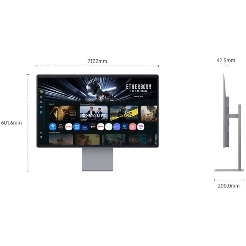 Monitor de jogos inteligentes Samsung M9 M90SF S32FM900SU 32"| 4K| 0.03ms| 165Hz| QD-OLED| Multimídia| Altura ajustável | Smart TV| Silver