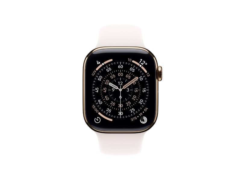 Apple Watch Series 11| GPS| telemóvel| 46mm| titânio dourado | Alça esportiva rosa blush m|l